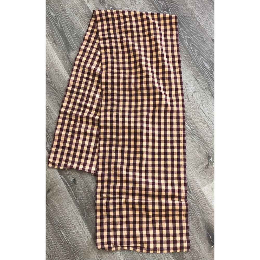 Country Primitive Burgundy Gingham Check Farmhouse Set Of 4 Valances 72x14 READ